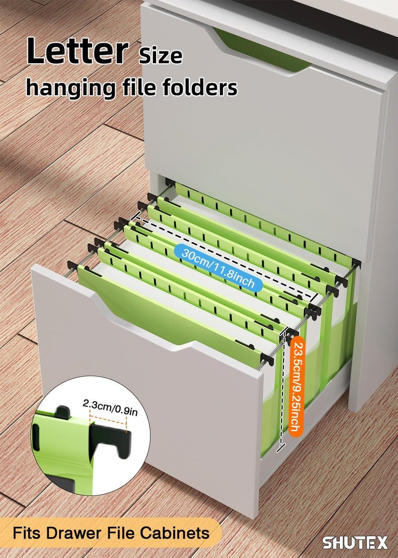 SHUTEX Extra Capacity Plastic Hanging File Folders,12 Pack Reinforced Hang Folder,Heavy Duty 2'' Expansion,Filing Cabinet Folders Letter Size with tabs for Bulk Files/Medical Charts(Mustard Green) - Image 2